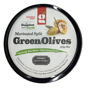 Genobile Saba Marinated Split Green Olives